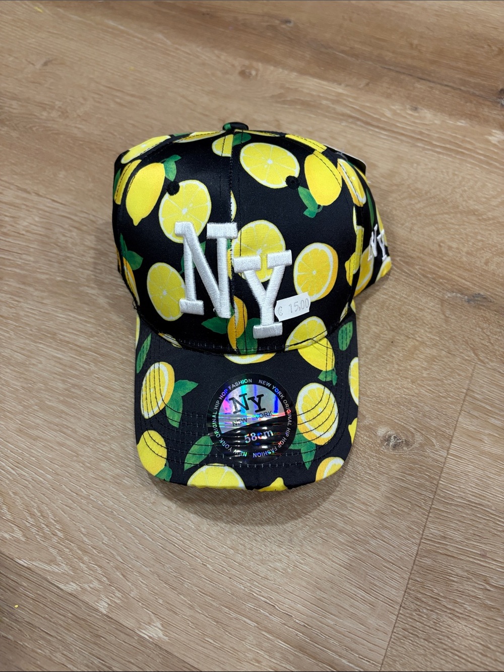 NYC Kids Lemon Print Cap - Black & Yellow